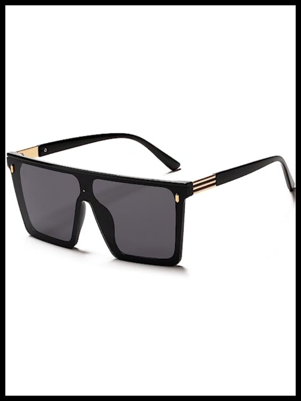 Oversized Square Flat Top Sunglasses UV400 Black Frame